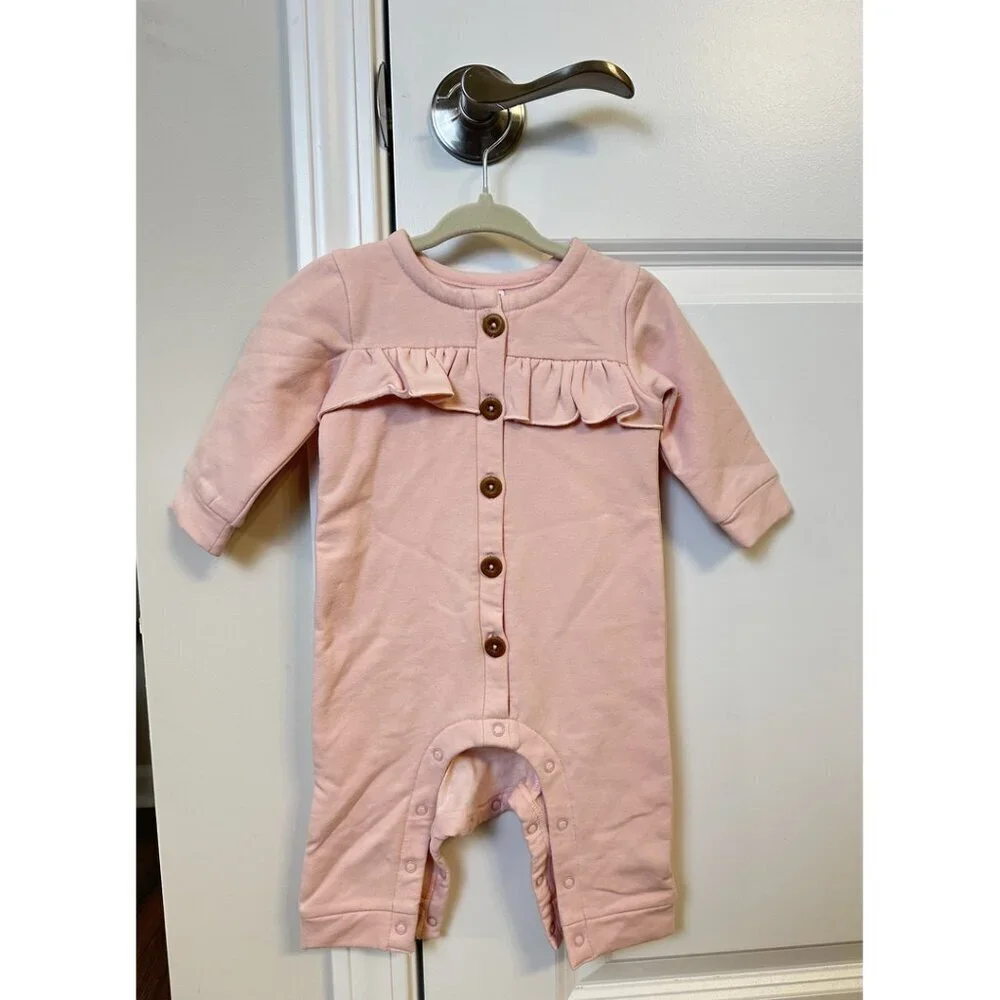 NORDSTROM Cozy Ruffle Romper in Pink Misty Size 6 Months